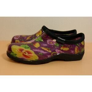 Sloggers Size 6 Purple Women's Pansy Prints Waterproof Comfort Shoes Garden